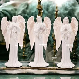 Guardian Angel Sculpture Statue Grave Memorial Ornament Home Praying White Wings - Picture 1 of 15