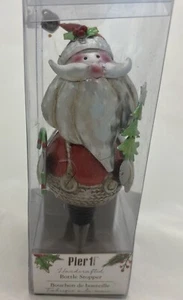 Pier One Christmas Santa Handcrafted Bobble Head Bottle Stopper New in Box - Picture 1 of 5