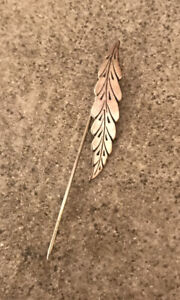 Retired James Avery 925 Sterling Silver Feather Leaf Stick Lapel Pin