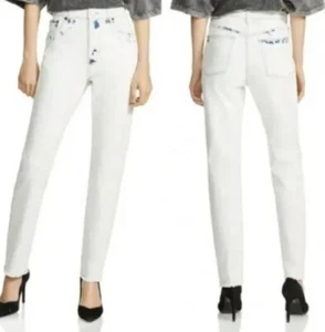 Maje Paoline Tie-Dye Straight-Leg Jeans White Size 30 Designer Womens Raw Hem - Bild 1 von 10