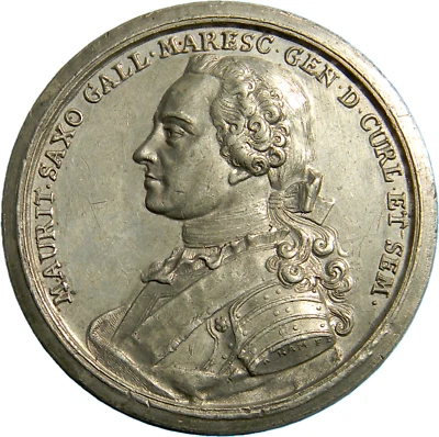 1828  Louis XV. Maurice of Saxony Marshal of France Medal (06112) - Image 1 of 2