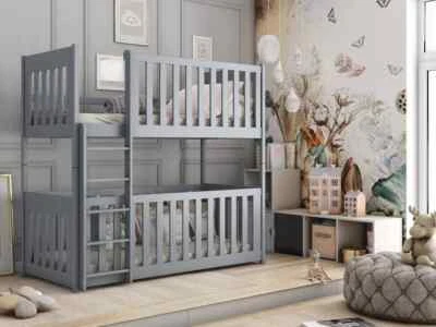 Brand New Modern Pine Kids Cot Bunk Bed Konrad in Grey - Image 1 of 4