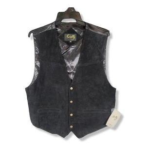 SCULLY Mens XL Vest Black Genuine Leather Suede (504-19) Western NEW - Picture 1 of 7