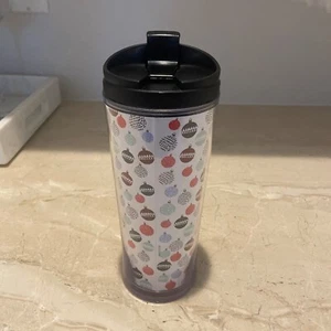 Starbucks 2009 12 oz/355 ml Travel Tumbler Holiday Ornaments Insulated with Lid - Picture 1 of 6