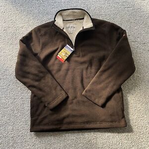 Orvis Mens Fleece Lined Quarter 1/4 Zip Pullover Sweater Brown S,M,L,XL,2XL,3XL