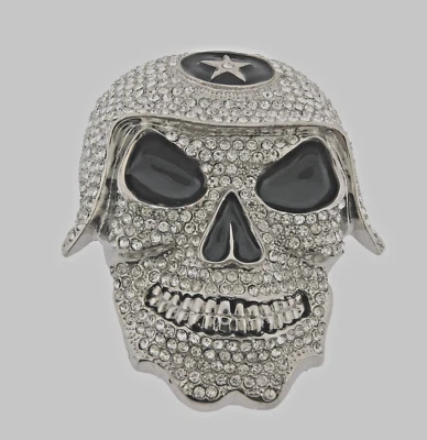 Calavera Cinturón Hebillas Hombres Mujeres Estrás Vintage Estrella Plata Metal Pirata Cuerno Foto 1 de 4