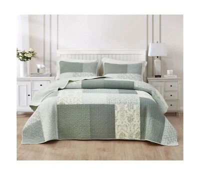 Chezmoi Collection Cooper 3 Piezas Silenciado Gris Blanco Marfil Floral Cuadros Parche... Foto 1 de 4