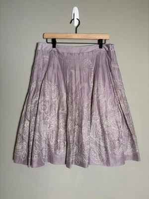 Falda Talbots Mujer Lavanda Púrpura Bordada Paisley Voile Línea A Talla 10 Foto 1 de 4