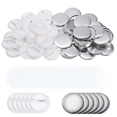 Blank Pin Back Button Parts, 37mm, 200 Set Metal Cover Plastic Back Clear Film Foto 1 de 4