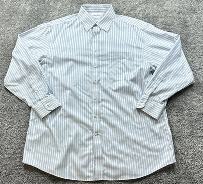 Camisa de vestir Cremieux para hombre 16,5 33 azul blanco a rayas 100 % algodón Pima sin planchar Foto 1 de 4