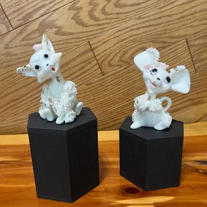 Vintage MCM anthropomorphe Spaghettiborte Porzellan Katze & Maus weiß kitschig - Bild 1 von 12