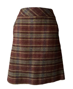 TALBOTS Women’s Brown Windowpane Plaid Wool Blend A-Line Skirt Lined Size 6 - Picture 1 of 17