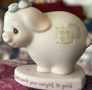 Enesco Precious Moments “Worth Your Weight in Gold” Pig Figurine - Picture 1 of 8