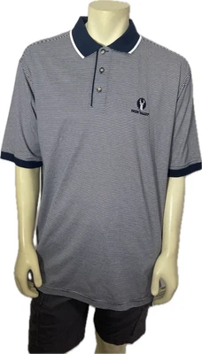 Gear For Sports Men Polo Shirt Blue White Stripe Deer Valley Signature Size L - Image 1 of 4