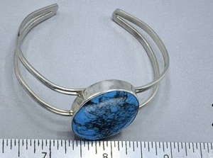 Dyed Howlite Cuff Sterling Cuff Bracelet - Picture 1 of 5