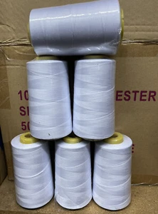 6 Big Spool BLEACH WHITE Serger Overlock Quilting Sewing Thread S/2 T27 Quality - Picture 1 of 5