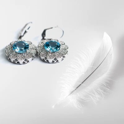 Handmade Blue Topaz 925 Sterling Silver Earring Jewelry Gift - Image 1 of 3