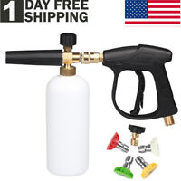 1/4" Snow Foam Pressure Washer Gun Car Wash Soap Lance Cannon Spray Jet Bottle