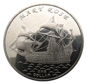 GILBERT ISLANDS - KIRIBATI 1 DOLLAR 2015 SAILING SHIP MARY ROSE VESSEL UNC 35 mm - Picture 1 of 2
