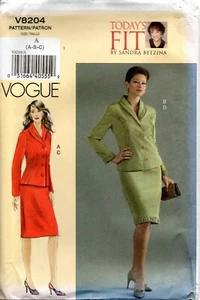 Vogue Sewing Pattern V8204 Sandra Betzina Misses Jacket Skirt Size A-C - Picture 1 of 2