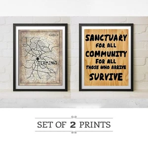 Réplica de TV de The Walking Dead Utilería Terminal Mapa Santuario Letrero Pared Arte Fiesta Regalo - Imagen 1 de 4