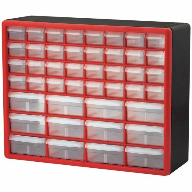 Akro-Mils 10144REDBLK Hardware Craft Cabinet- 44-drawers, Red/Black