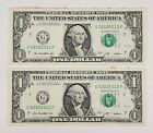 2 Consecutive Serial # Us $1 One Dollar Bills 2009 Old Frb Notes From Gift Book