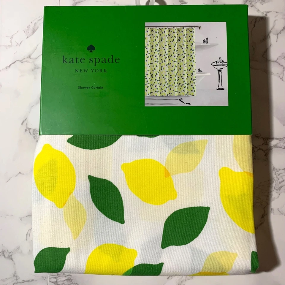 Cortina de ducha Kate Spade New York Lemon Toss 72"x72" amarillo verde lima primavera Foto 1 de 4