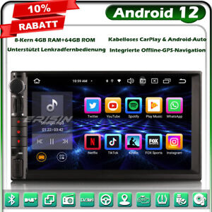 64GB Android 12 Doppel Din GPS Autoradio Navi Für Nissan DSP CarPlay DAB+ BT 5.0