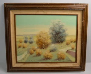 Original Desert Smoke Tree Wash Arroyo Painting on Canvas Signed Milller MCM Art - Bild 1 von 24