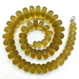 Honey Quartz Gems 9 to 18 mm Size Matte Finish Rondelle Beads 16.5" Necklace - Picture 1 of 9