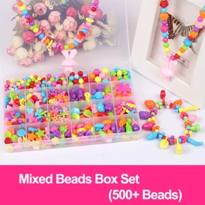 500x MIXED Crochet Beads Kit Box Set + Tools DIY Jewellery for Girls Best Gifts - Bild 1 von 1