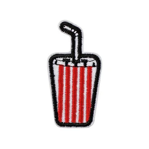 Red Stripe Cup Embroidered Sew Iron on Patch Badge Patches Sewing Applique DIY - Picture 1 of 1