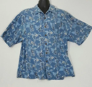 Drei Palmen Blumen Herren Knopfleiste Kurzarm Hawaiihemd Large - Bild 1 von 1