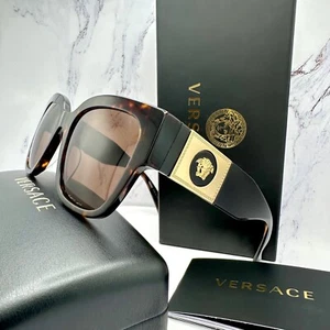 VERSACE Sunglasses Brown Tortoise Square Gold Medusa Metal 3D Logo - Imagen 1 de 21