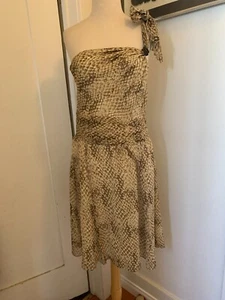 Abito donna Lauren Ralph Lauren monospalla tg 6 beige 100% seta stampa serpente - Foto 1 di 6