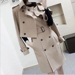 Nuevo Moda Mujer Coreano Doble Botón Prendas de abrigo Calce ajustado Trinchera 2 PIEZAS S-XL - Imagen 1 de 12