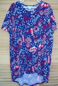 LULAROE~4th of July Firecrackers Hi-Low Tunic Shirt~Girl's size 12~Bang Boom Pop - Picture 1 of 3