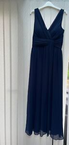 Showcase Dorothy Perkins Long Navy Blue Chiffon Evening Dress Size 14 New/Tags