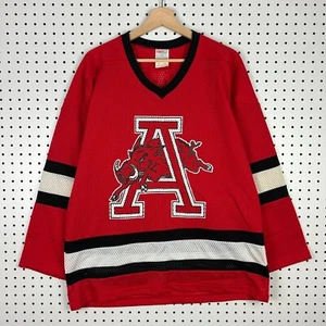Arkansas Razorback Vintage Hockey Jersey CCM Size Medium 90s Hog Jumping Maska - Picture 1 of 6
