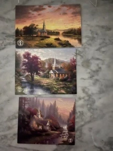 Thomas Kinkade Sunrise Chapel, Streams of Living Waters, Forest Chapel (3) cards - Picture 1 of 2