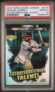 2023 Topps Cosmic Chrom Michael Harris II außerirdisches Talent #ET16 PSA 10 - Bild 1 von 2