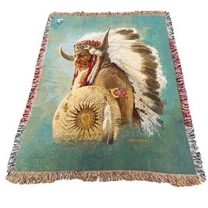James Hautman Indian Native American Heritage Tapestry Afghan Throw - Picture 1 of 2