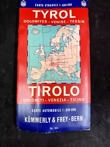 1955 KUMMERLY & FREY-BERN TYROL REGION ROAD ATLAS MAP NO.33A - Picture 1 of 5