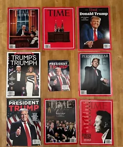 Time Magazine-President Trump-Elon Musk-9 piece bundle-2025-Brand New-Never Read - Foto 1 di 10
