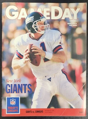 Game Day Magazine Dallas Cowboys vs New York Giants 1989 Phil Simms Cover - Image 1 of 4