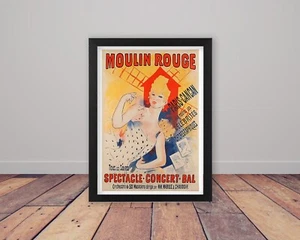 Framed Moulin Rouge by Jules Cheret Vintage French Art Nouveau Poster Print - Picture 1 of 14