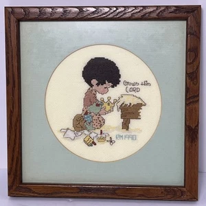 Vintage Cross Stitch Signed & Framed 1990 Country Frame Cross Stitch Shop 8”x8” - Picture 1 of 8