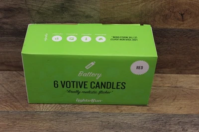 Set of 6 Red Wax Battery Operated Flameless LED Votive Candles - Image 1 of 4