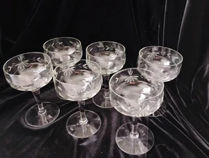 Vintage Cordial geätzte Gläser, 6er Set, 3" Durchmesser, 5" hoch - Bild 1 von 7